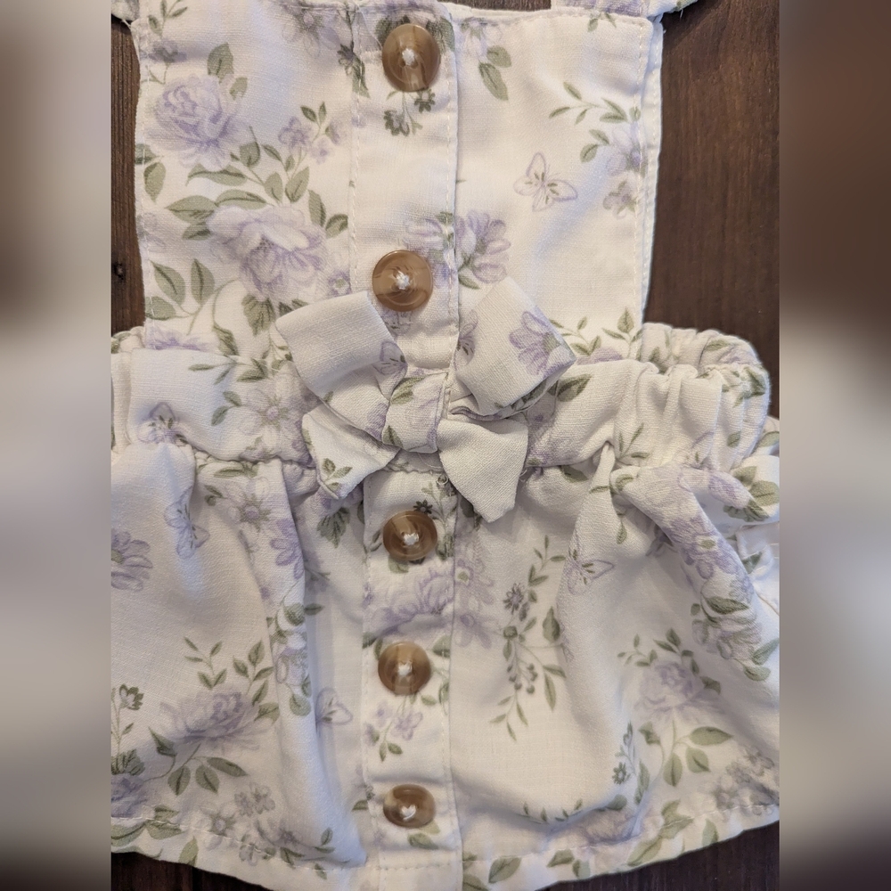 Nicole Miller New York 0-3 Months Infant Girls White Floral‎ Dress With Ruffles - Picture 2 of 8
